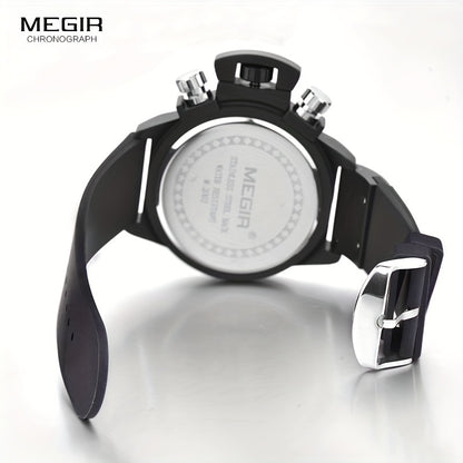 MEGIR Multifunction Men's Watch, Sports Silicone Strap Waterproof Calendar Quartz Watch 2002, Ideal Choice For Gifts