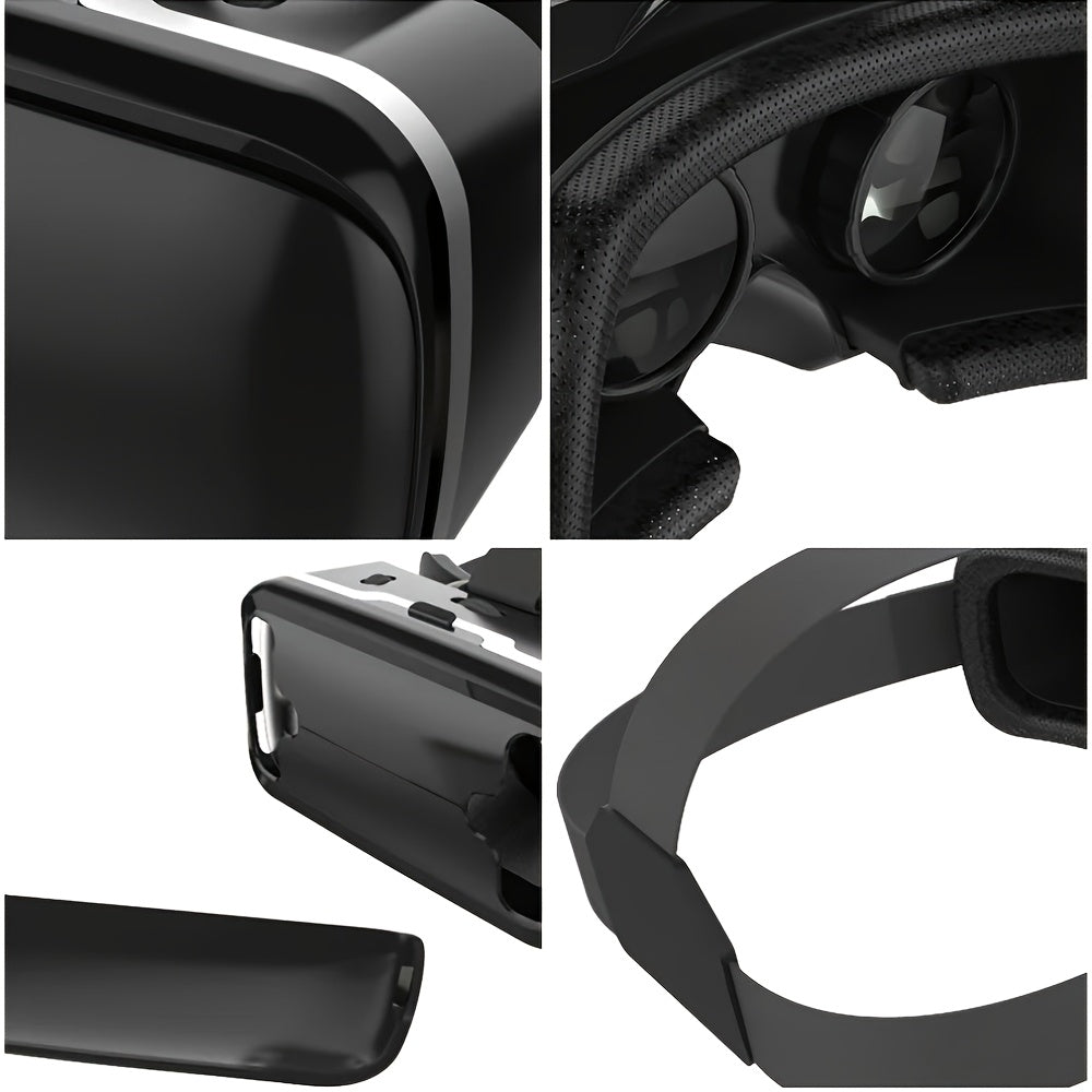 Portable VR Movie Game Glasses - HD Cinema Headset with Adjustable Strap, Smartphone Compatible, No Battery/Charging Required, Stylish Curved Design with Black Body - Ideal Gift for Immersive Home Entertainment, Suitable for