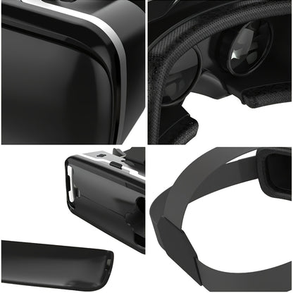 Portable VR Movie Game Glasses - HD Cinema Headset with Adjustable Strap, Smartphone Compatible, No Battery/Charging Required, Stylish Curved Design with Black Body - Ideal Gift for Immersive Home Entertainment, Suitable for