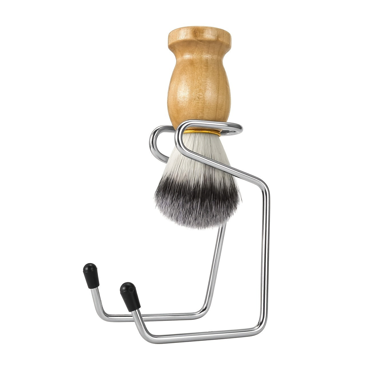 Kit de barbear para homem com pincel, suporte, taça em aço inoxidável e escova facial macia.