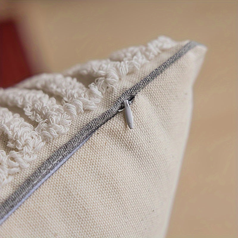 Handmade Textured Throw Pillows - Geometric Design, Soft Faux Fur, And Zipper Closure - Suitable for Sofa, Bed, Or Window Seat