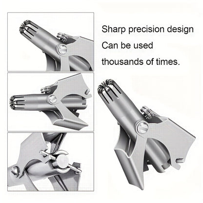 Stainless Steel Nose Hair Trimmer for Men & Women, Manual High-Quality Small Round Head,, Hypoallergenic Ear & Nose Hair Cutter, No Battery Needed, Washable