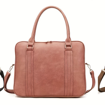 Vintage-Style Large Capacity Laptop Bag for Men & Women - Adjustable Crossbody Shoulder Bag with Detachable Strap, 3 Compartments, Tablet Pocket, Lightweight Durable Design for Office, Commuting & Travel, Laptop Carrying Case