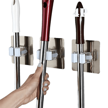 4pcs, Strong Mop Hook, Mop Clip, Punch-free Wall Mounted Mop And Broom Storage Clip, Adhesive Mop Storage Holder, Mop Hanging Rack, Multifunctional Tools Storage Clip For Bathroom Kitchen Garden, Strong Sticky, Cleaning Acces