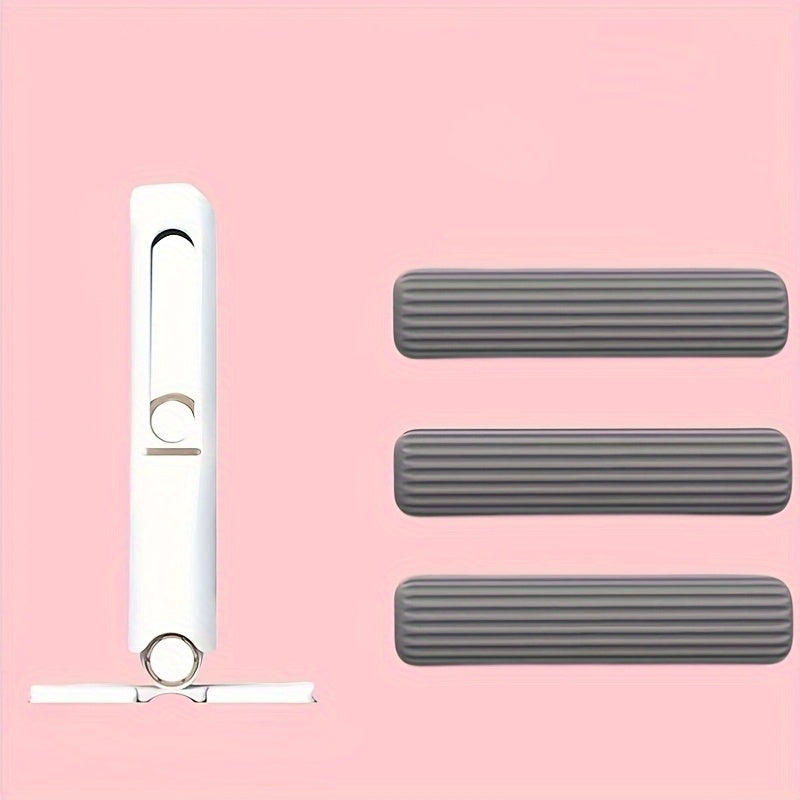 4pcs/1 Set Mini Mop with Self-Squeezing Mechanism - Portable, White Synthetic Fiber Cleaning Tool, Suitable for Home, Living Room, Bedroom, Furniture and Window Cleaning, Window Cleaning Tool | Modern Mini Mop | Compact Desig
