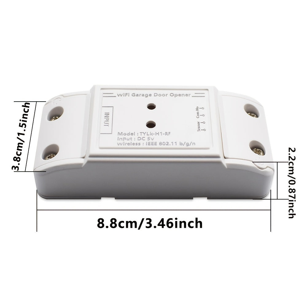Wifi Switch Smart Garage Door Opener Controller, Compatible with Alexa Echo, Google Home, And Smartlife/Tuya APP Control, Works with RF433 Remote Control. The Tuya Smart Garage Door Opener Can Control Swing And Sliding Door M