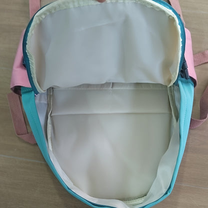 Aesthetic Color Contrast Travel Backpack, Large Capacity Flap Schoolbag, Japanese Preppy Style Bookbag For Students Back To School
