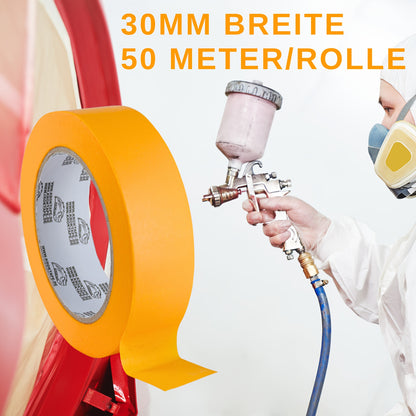 20pcs Orange Painter's Tape, 30mm x 50m - Removable Adhesive for Walls, Automotive, and Home Decor, No Solution Needed, Strong Bond to Concrete Surfaces, Wall Sticker | Consistent Width | Strong Adhesive