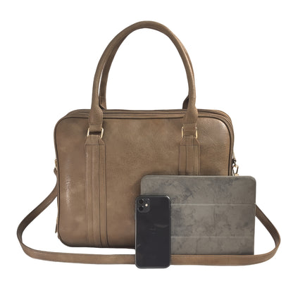 Vintage-Style Large Capacity Laptop Bag for Men & Women - Adjustable Crossbody Shoulder Bag with Detachable Strap, 3 Compartments, Tablet Pocket, Lightweight Durable Design for Office, Commuting & Travel, Laptop Carrying Case