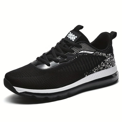 2023 New Men's Running Shoes - Shock-Absorbing Breathable Fabric &amp; PU Cushioning, All-Season Athletic Sneakers with Sport Control Technology, Black Lace-Up Design for Gym, Jogging &amp; Casual Wear