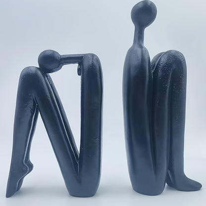 Modern Resin Seated Human Figure Bookends 2 Pieces