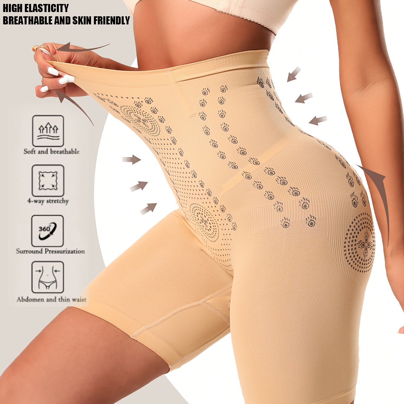 1pc Women's High-Waist Shapewear Waist Trainer Panty - Posture-Correcting Tummy Control Leg Opening, Butt Lift & Abdomen - Multi-Size Options (S-XXL) - Non- Body Shaping Underwear with High & Smooth Texture - Felt Belly Contr