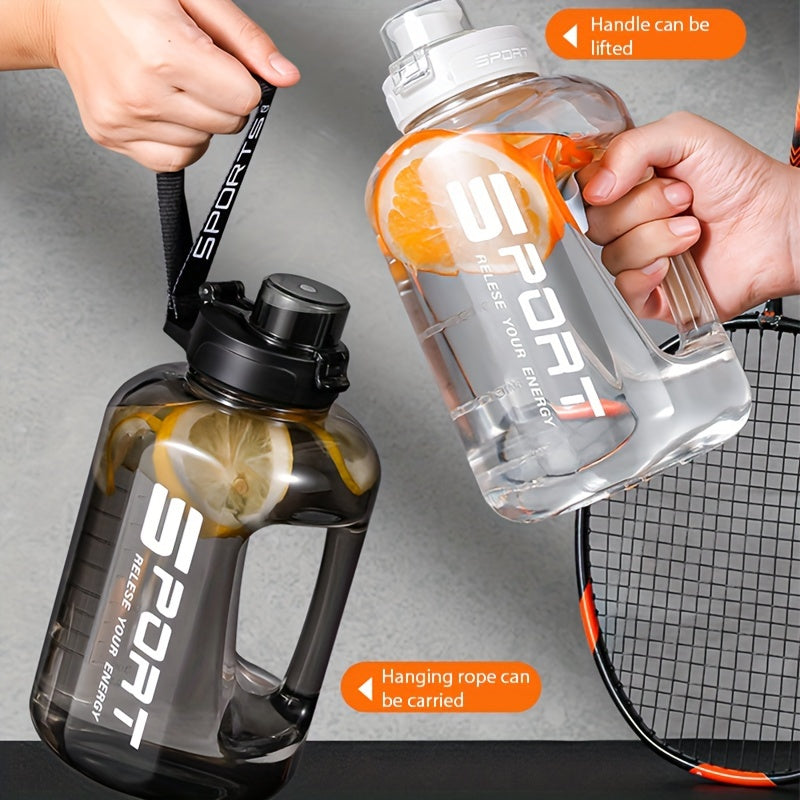 1pc 2.5L/84.54oz Large Capacity Spill-Proof Water Bottle - Portable, Durable PC Plastic with Flip-Top Lid, Ideal for Outdoor Sports, Travel and Fitness, Hydrate in Style with "SPORT" Motivational Design, Sports Water Bottle