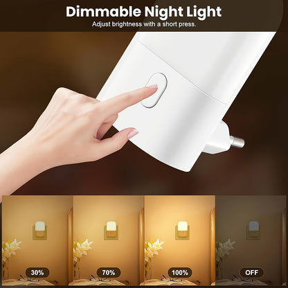 1pc/2pcs Plug-in LED Night Light, Mini Warm White LED Night Light. Bedroom, Bathroom, Kitchen, Corridor, Stairs Brightness Adjustable