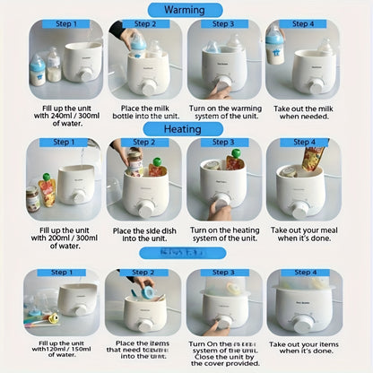 1pc RealBubee Double Bottle Warmer, Liquid Constant Temperature Sterilizer, European Standard Plug, 220-240V Power Supply, Plastic Material, No Battery Required