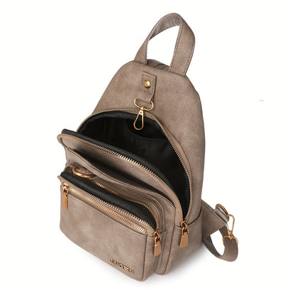 Vintage Elegance Brown Backpack for Women - Adjustable Strap, Zipper Closure, Multiple Compartments, Stylish Shoulder & Crossbody Bag, Casual Everyday Bag|Vintage Elegance Bag|Durable Zipper Closure