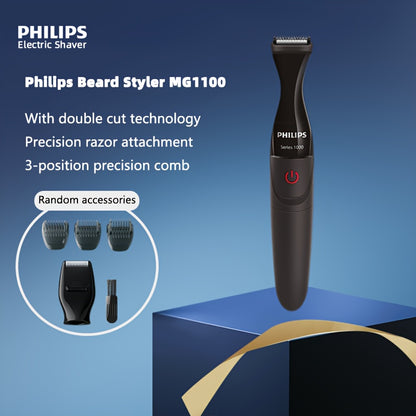 For Philips Multigroom Series 1000 MG1100 Electric Beard Trimmer - Multi-Functional Razor & Sideburn Trimmer with Dual Cut Technology, 3-Position Precision Comb, AA Battery Powered (Batteries Not Included), Ergonomic Design f