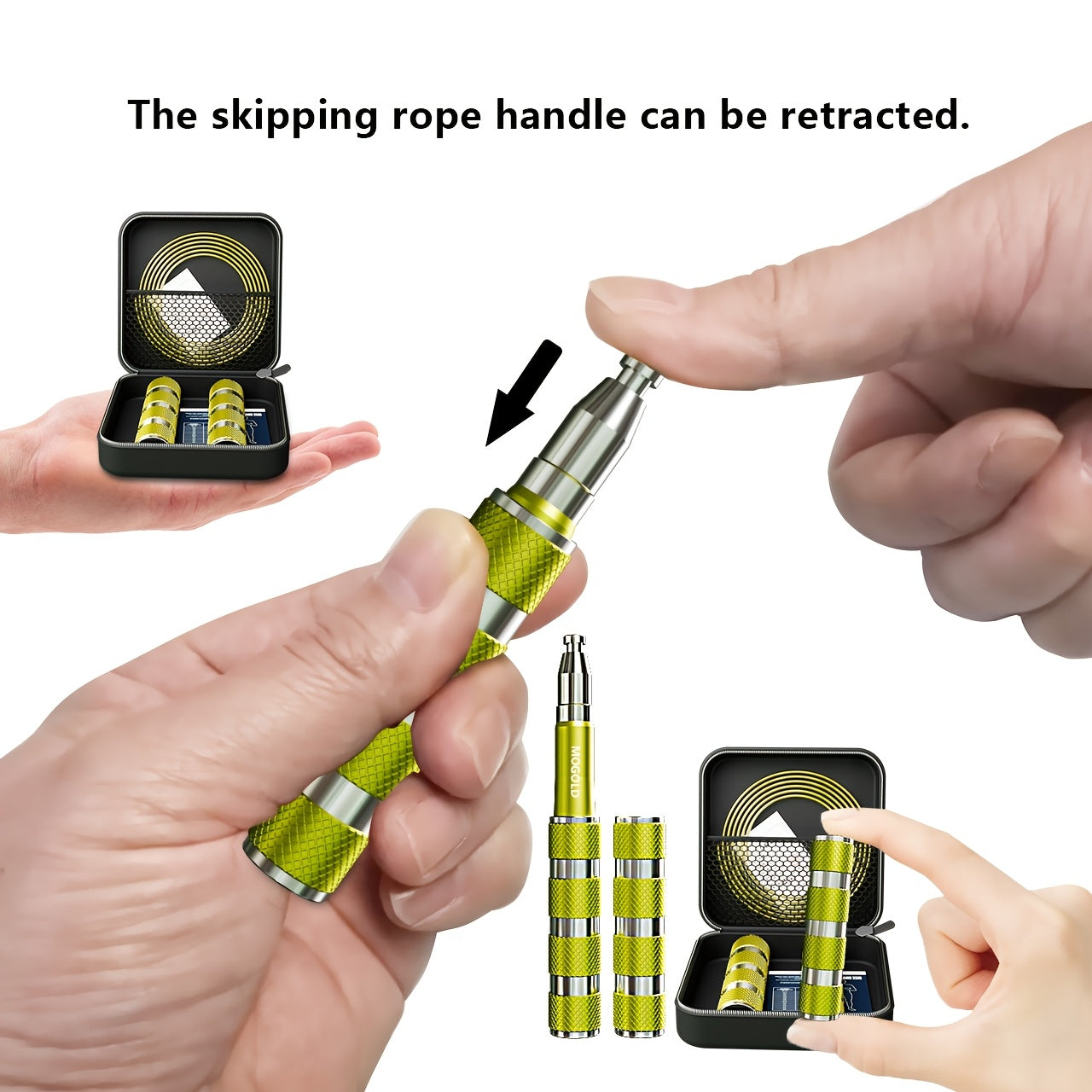 Adjustable Weighted Jump Rope for Fitness - Uncharged, Durable Metal with Secure Locking Mechanism, Ideal for Men & Women, Black/Yellow, Fitness Accessory|Sleek Metallic Finish|Secure Locking Mechanism, Jump Rope for Fitness