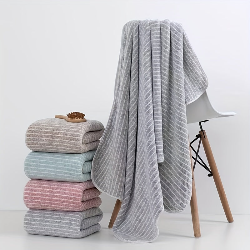 8pcs Striped Coral Velvet Towels Set, Household Hand Towels, Bath Towels, Soft Absorbent Quick-Drying Towels, Bathroom Accessories, Holiday Gifts (Bath Towel*2 + Hand Towel*2 + Washcloth*4)