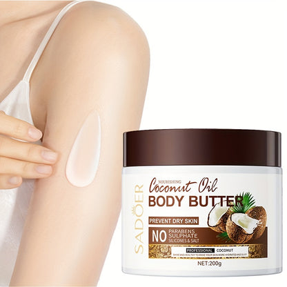 200g Coconut Moisturizing Body Cream, Body Butter With Vitamin E, Long Lasting Fragrance, Soothing Nourishing Rejuvenating Skin, Suitable For Various Skin Types With Plant Squalane