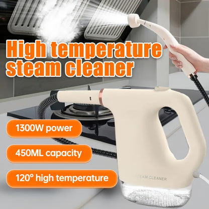 Portable high power handheld steam cleaner, 1300W adjustable temperature and pressure - capacity, maximum temperature 100°C, wide range of cleaning accessories, kitchen, bathroom, furniture and car multi-functional cleaning