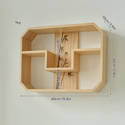 Solid Wood Wall Shelf 1-Piece Modern Minimalist Storage