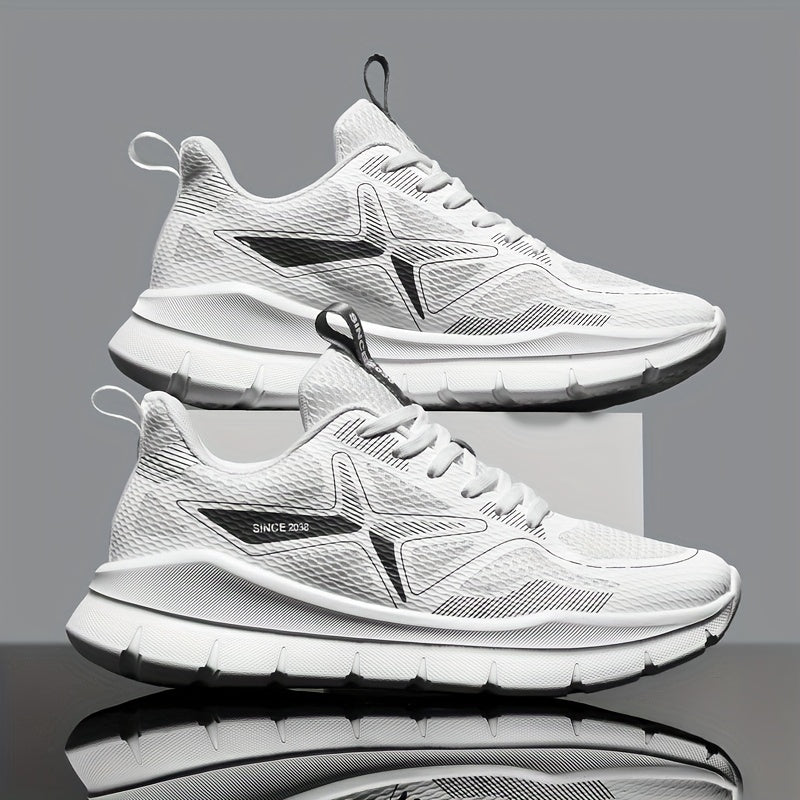 Men's Fashionable Casual All-Match Sports Shoes, Comfortable Trendy Running Sneakers with Cross Training Features, Outdoor Trail Running Shoes, Lace-Up Low-Top Design, Fabric Upper and Lining, MD Sole