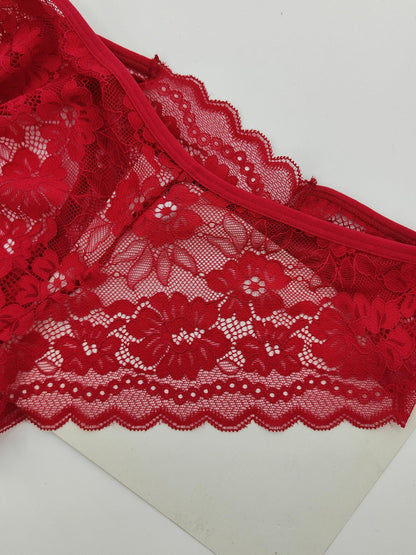 4 Pcs Women's Elegant Sheer Jacquard Lace Bikini Panties, Mid Stretch Low Waist Panties, Women's Lingerie & Underwear