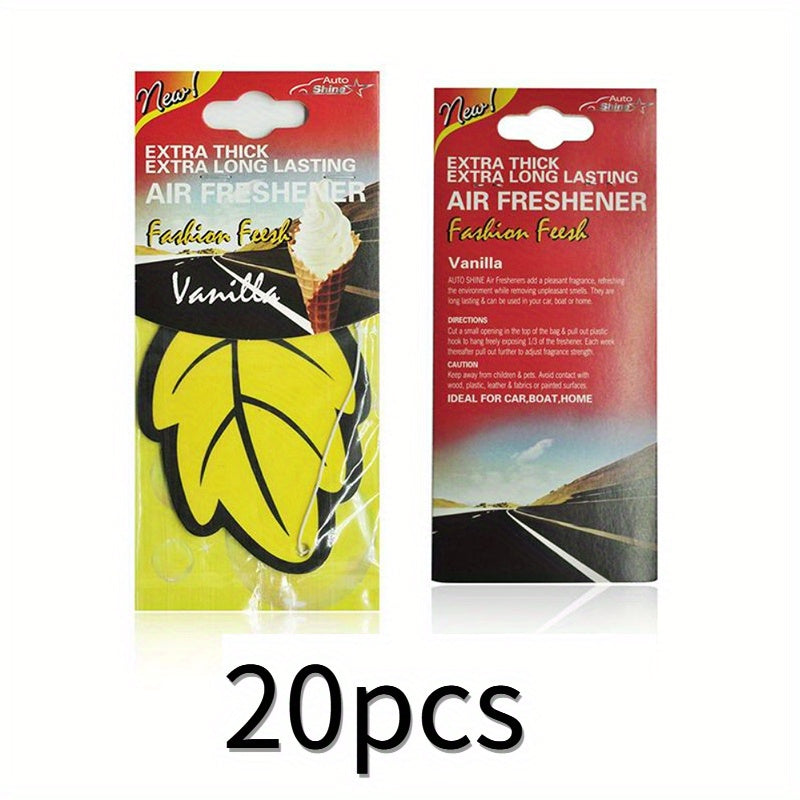 3-60pcs Car Air Freshener Natural Scented Tea Paper Auto Hanging Vanilla Perfume Fragrance Leaf Shape Car Interior Accessories Christmas Gift