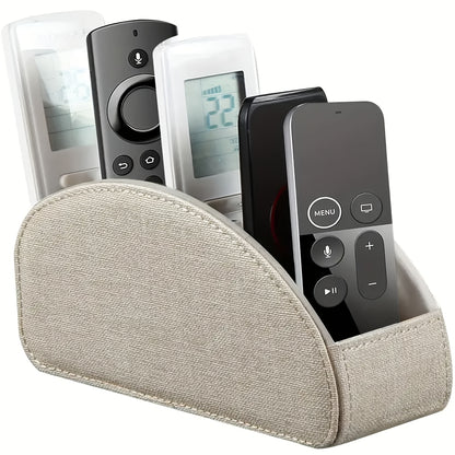 MILITWO 5-Compartment Faux Leather Remote Control Holder - Versatile Desktop Organizer for Appliance Controllers, Brushes, Eyeglasses & Office Supplies - Compact Storage Box with Pen Holder, Ideal for Home & Office Desk Organ