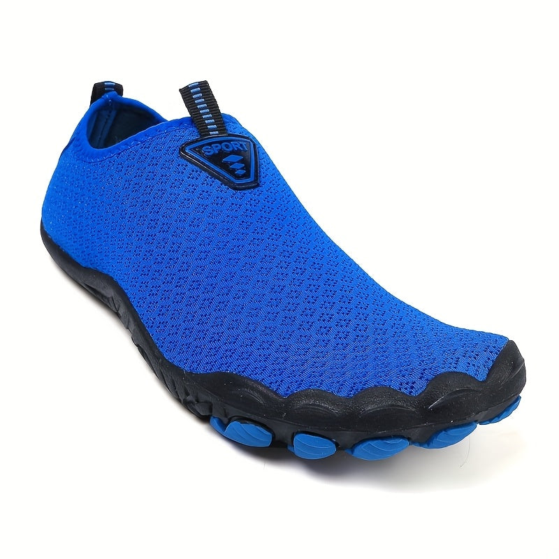 Quick-Dry Five-Toe Water Shoes for Men - Breathable, Non-Slip, Lightweight, Mesh Upper, Rubber Sole - Ideal for Beach, Swim, Hiking & Outdoor Adventures - Black & Orange Design