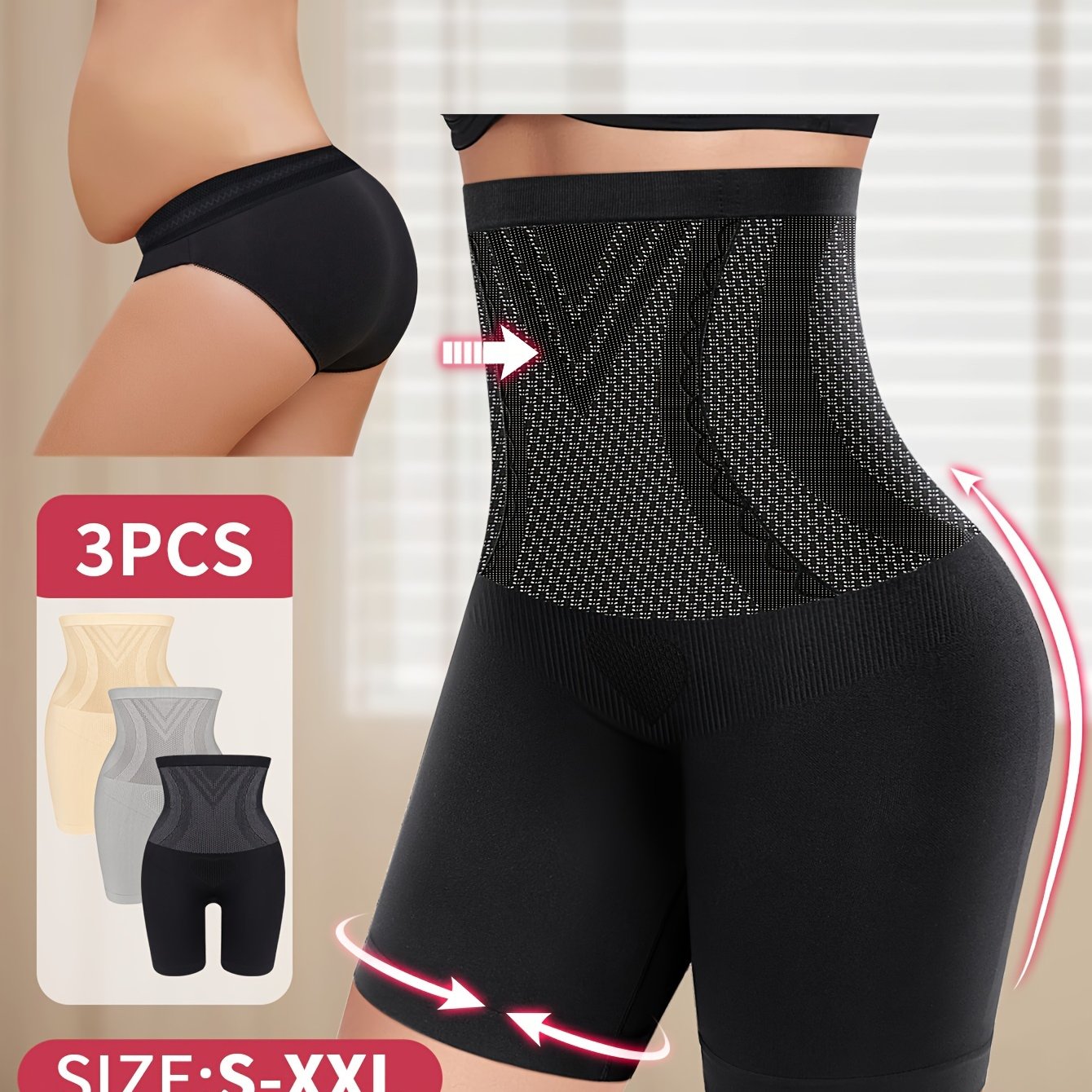 3pcs Pack, High Waist Tummy Control, Body Shaping, Butt Lifting, Seamless Panties, Women's Panties, Four-corner Panties, Boxer Briefs