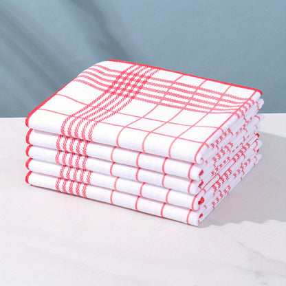5/10pcs Absorbent and Fluff-Free Dish Cloths, Large 40*60cm Suitable for Quick Cleaning, Suitable for Coffee Machines, 4 Colors Kitchen Tea Towels, Grid and Square Kitchen Towels, Kitchen and Restaurant, Kitchen Supplies, Gif