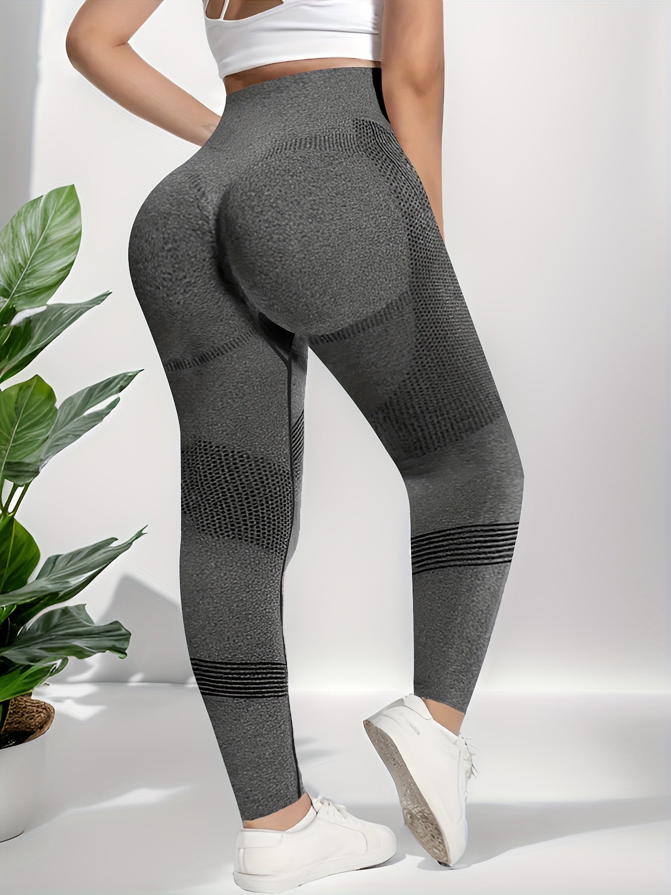 3 Packs Plus Size Simple Skinny Leggings, Casual High Waist Stretchy Leggings For Spring &amp; Summer, Women's Plus Size Clothing