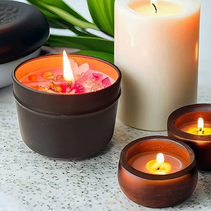 Elegant Lavender Scented Candle in Black Tin - Aesthetic Purple Crystals &amp; Petals Design, Soft Fragrance Natural Soy Wax - Ideal for Relaxation &amp; Home Decor, Perfect Women's Gift, Relaxation Candle|Spa Atmosphere Candle|Black