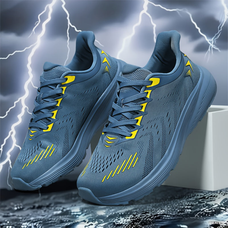 Men'S Wide Toe Box Running Shoes - Non-Slip MD Sole, Breathable Fabric Upper, All-Season Gym, Jogging, Walking Shoes - Lace-Up Athletic Sneakers for Big Feet & Wide Feet - Available in Multiple Colors (Dark Blue/Neon Yellow)