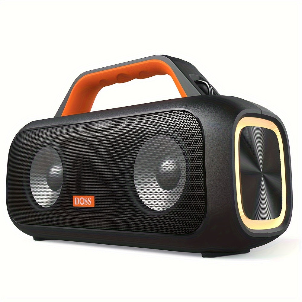 DOSS 60W Portable Speaker with Wireless 5.3, Stereo Sound & Subwoofer, 25H Playtime & Power Bank, TWS True Wireless Pairing, Dynamic Light Show, High Quality IPX6, USB-C Charging, 60W Power Handling, Compact Design for Campin