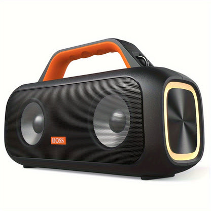 DOSS 60W Portable Speaker with Wireless 5.3, Stereo Sound & Subwoofer, 25H Playtime & Power Bank, TWS True Wireless Pairing, Dynamic Light Show, High Quality IPX6, USB-C Charging, 60W Power Handling, Compact Design for Campin