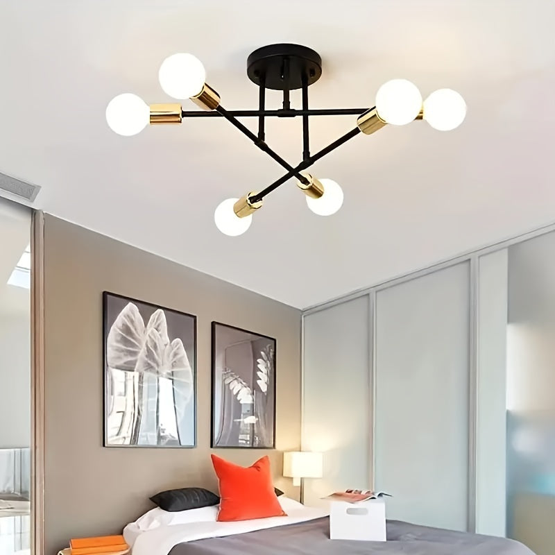 A Modern Artificial Satellite Chandelier with 6 Light Ceiling Fixtures, Featuring E27/E26 Bulb Sockets, Suitable for Bedrooms, Dining Rooms, Kitchens, And Offices.