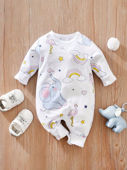 Macacão de manga comprida com gola redonda para bebé com estampado fofo de coala de desenho animado