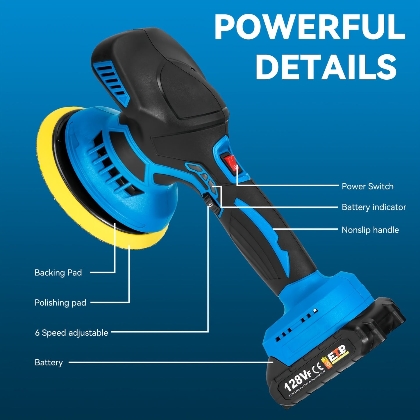 21V Buffer Polisher, 150mm Sand Disc Buffer Polisher for Car Detailing, with Polish And Wax Function, 5000RPM, Electric Polishing Tool for Car And Furniture, Home Bathroom Wall Cleaning, Suitable for Yofidra Batteries