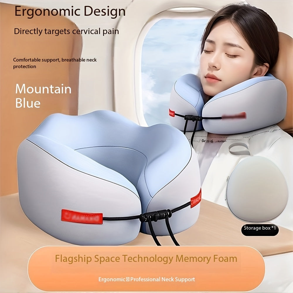 2pcs [Portable Neck Pillow] Ergonomic U-Shaped Neck Pillow+Fashion storage bag | Slow Rebound  for Head & Neck Support, Machine Washable Cover, Lightweight & Portable for Travel, Office, Airplane Use