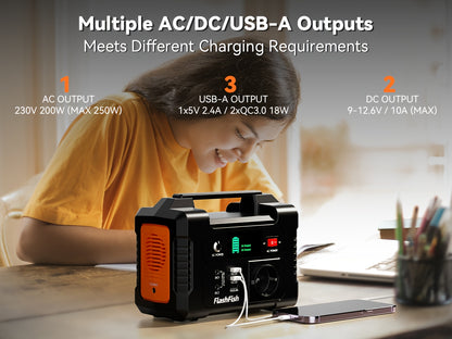 200W Portable Power Station, 60W Foldable Solar Panel, 151Wh Digital Display Solar Generator, with BMS Smart Battery | High-Density Lithium Battery | Sine AC Power, Home Backup | Outdoor Travel Essential Set, Portable Generator