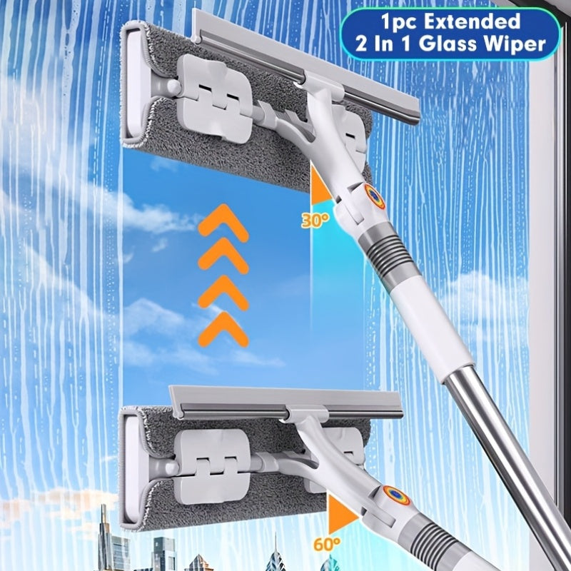 2-in-1 Glass Wiper, Multi-Functional Plastic &amp; Stainless Steel Window Cleaning Tool, Ideal for Bathroom, Outdoor, Wall, Floor, and Glass Surfaces