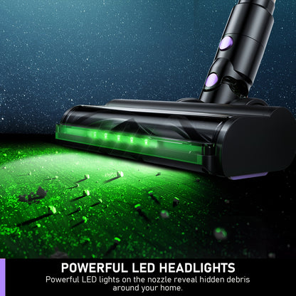 High Suction Home Cordless Vacuum Cleaner, 10-in-1 Multi-Purpose Cane Vacuum Cleaner, 45-Minute Range, 3 Suction Modes with Upgraded Green LED Lights And Tangle-Free Brush for Home, Hardwood Floors, Carpets And Pet Hair.