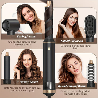 5in 1 Hair Styler Hot Air Brush Detachable Hair Hot Brush Air Curler Air Curling Wrap Styler Upgrade Hot Air Brush Curling Iron Brush Hair Styling Tools for Curling Straightening, Hair Straightening Tool, Salon Styling Tool,