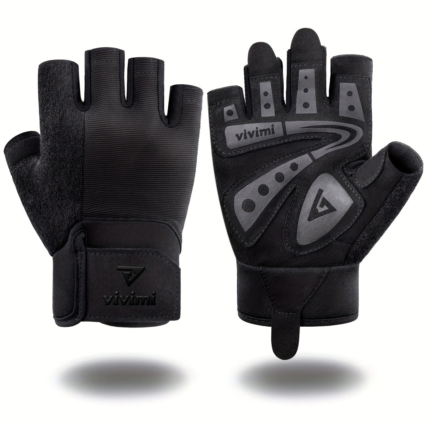 1 Pair of Versatile Fitness Gloves - Black, Polyester Blend, Knit Fabric, Adjustable Buckle Closure, Extra Grip for Weightlifting, Training, Suspension, Pull-ups - Perfect for Indoor & Outdoor Gym Workouts, Gym Gloves|Adjusta