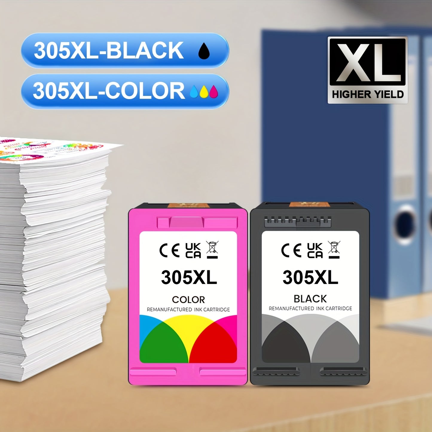 305XL Ink Cartridges Replacement for HP 305 XL, Remanufactured for HP 2700, 2700e, 2752, 2752e, 2742, 2755, 4100, 4100e, 4152, 4155e, 6000, 6055, 6400, 6458, 6458e, Printer, Ink Cartridges For Printers, Printer Supplies, Offi