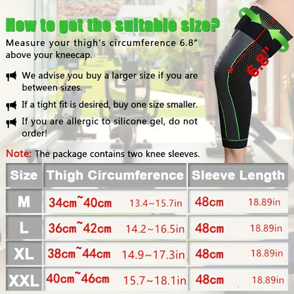 Two pairs of compression leg sleeves with elastic bands, suitable for both men and women, knee protectors, pressure sleeves for indoor and outdoor fitness, warm and breathable, perfect gift for family and friends, suitable fo