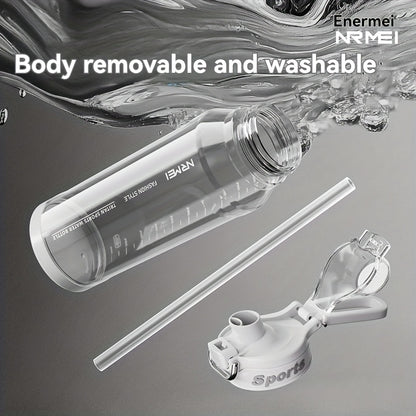 Garrafa de água desportiva NRMEi com palhinha, tampa flip-top e pega portátil - Design durável, resistente a impactos e antiderrapante para ginásio, atividades ao ar livre e hidratação. Acabamento brilhante e elegante. Material livre de BPA.